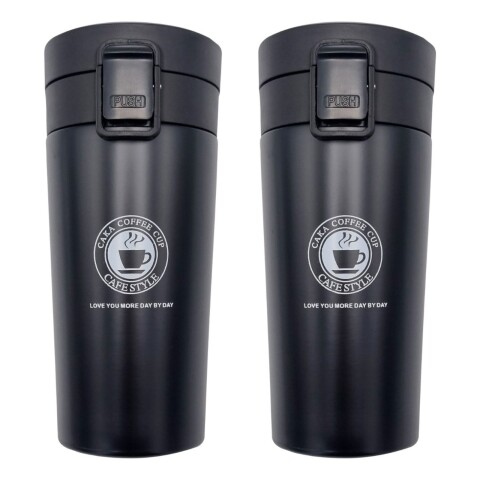 Pack X20 Vaso Taza Térmico Botella 380ml Abre Facil Cafe Te Color Variante Negro
