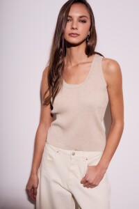 Top Lurex Beige Melange