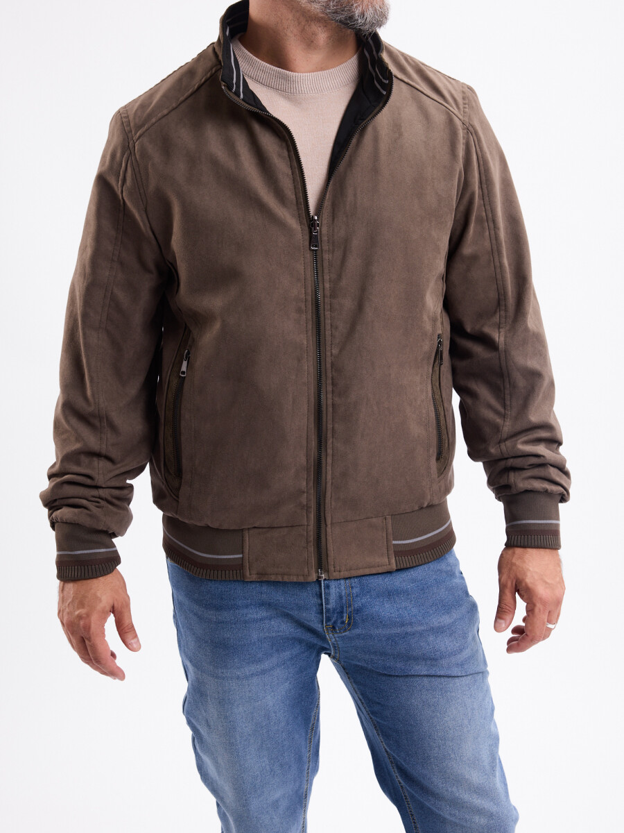Campera reversible suede - oliva 