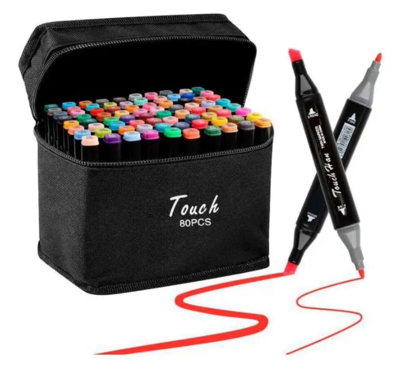 Set De 80 Marcadores Resaltadores Con Doble Punta + Estuche 