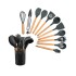 Set de 12 Utensillos de Cocina de Silicona Antiadherente con Mango Madera IMBACK Color Negro Set de 12 Utensillos de Cocina de Silicona Antiadherente con Mango Madera IMBACK Color Negro
