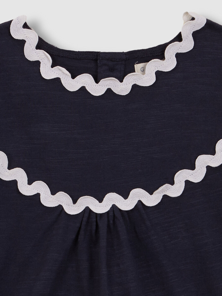 Camiseta Con Detalle De Ondas A Contraste Azul