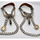 Par De Espuelas En Metal, Plata, Cuero Y Oro Par De Espuelas En Metal, Plata, Cuero Y Oro