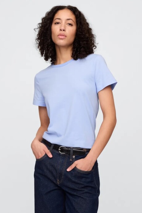 Remera Bàsica Manga Corta Cuello Redondo Mujer Blue Crystal