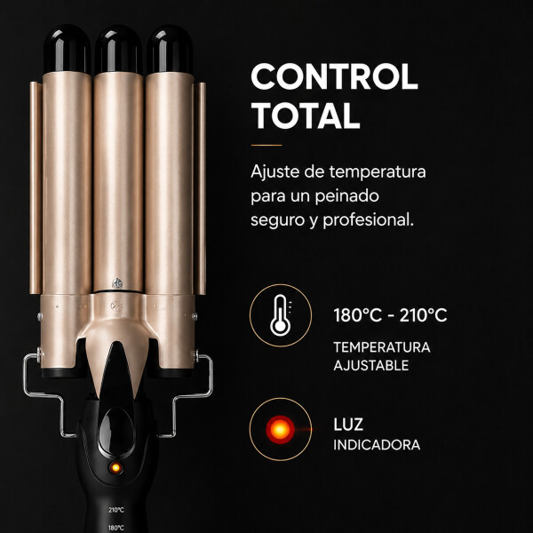 Buclera Rizador Triple Barril Temperatura Regulable Cal Variante Color Dorado