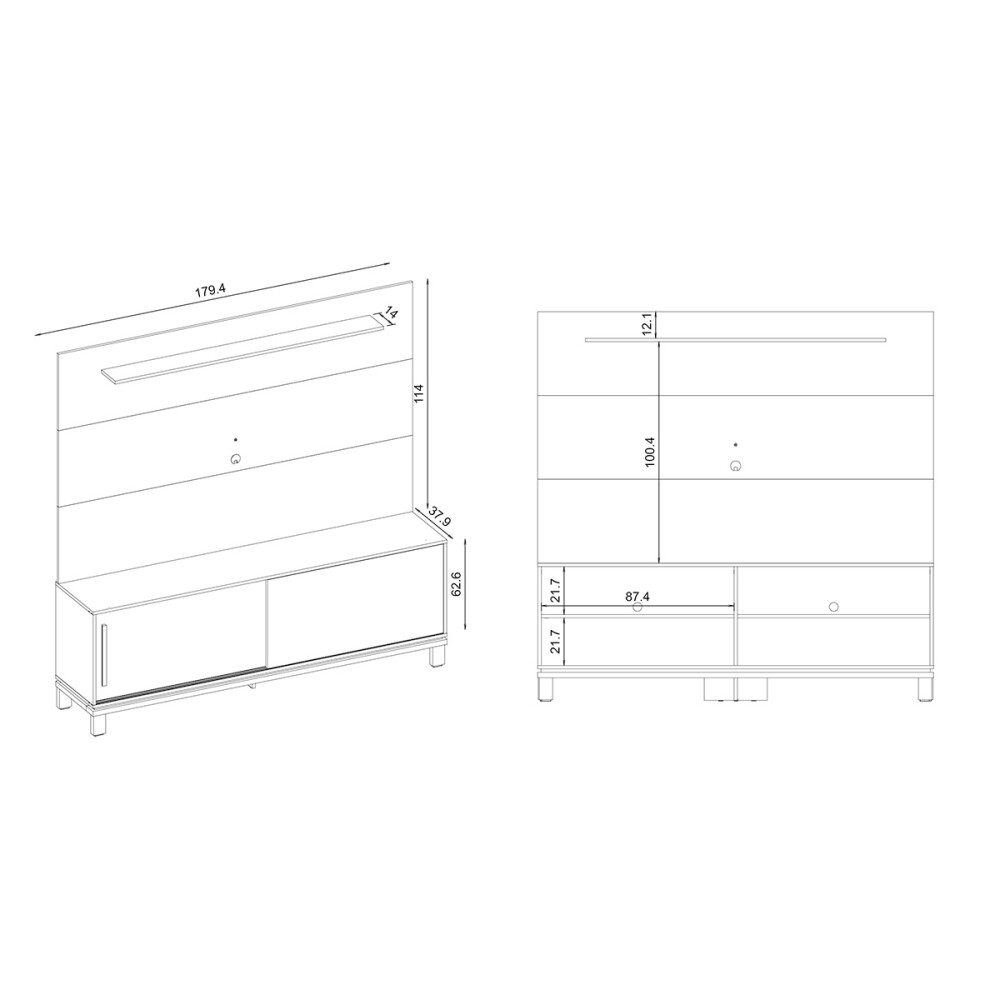 COMBO FLORA (RACK + PANEL DE PARED)" 1.8 COLOR FREIJO/ OFF WHITE MR Combo Flora (rack + Panel De Pared)" 1.8 Color Freijo/ Off White Mr