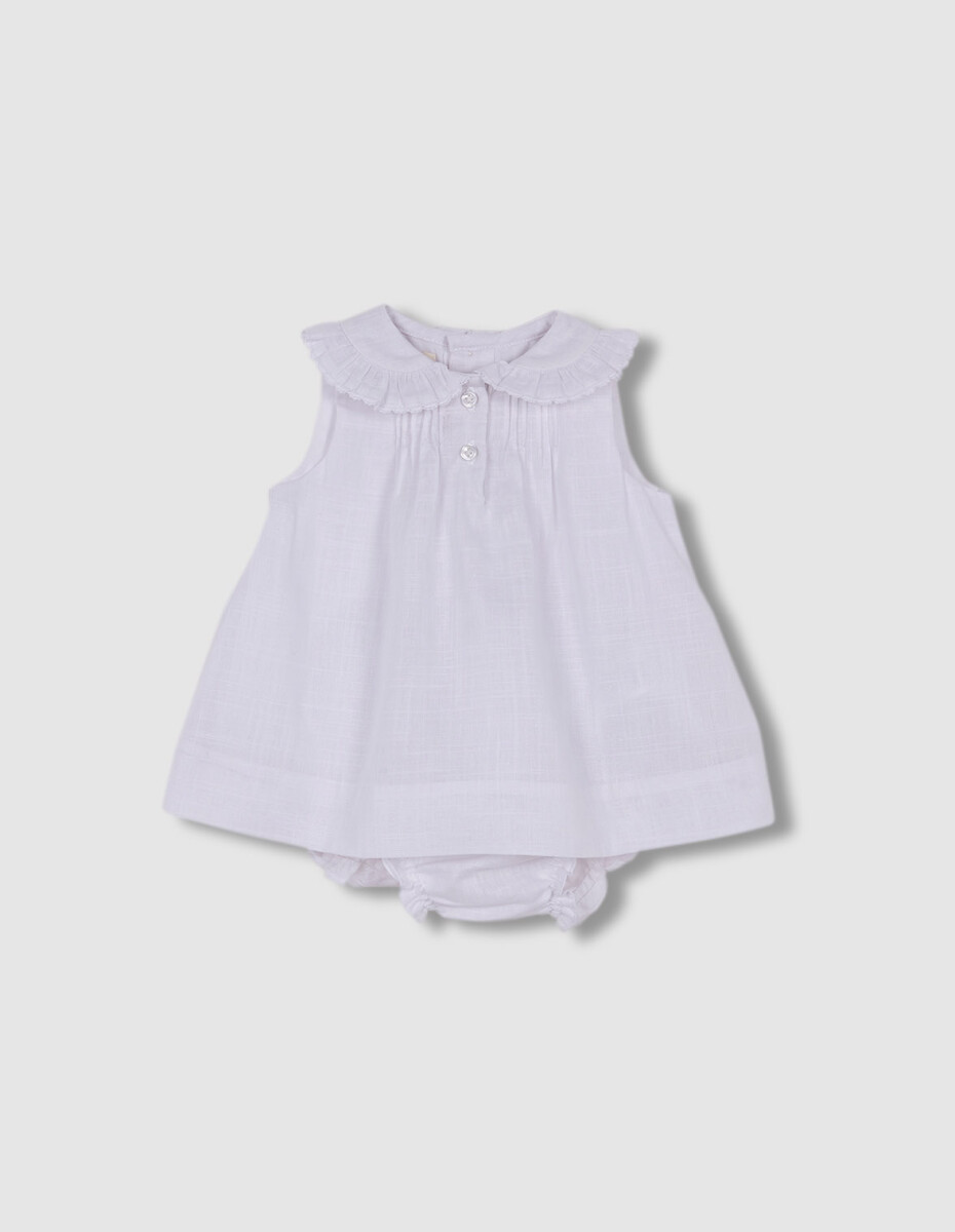 Vestido Blanco Con Cuello - Blanco 