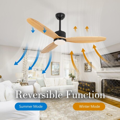 Ventilador De Techo Led 18watts Fría/cálida Función Inversa Marrón