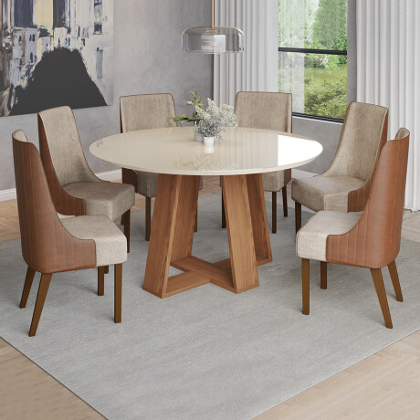 JUEGO DE COMEDOR MESA Y 6 SILLAS - TAPA REDONDA JUEGO DE COMEDOR MESA Y 6 SILLAS - TAPA REDONDA