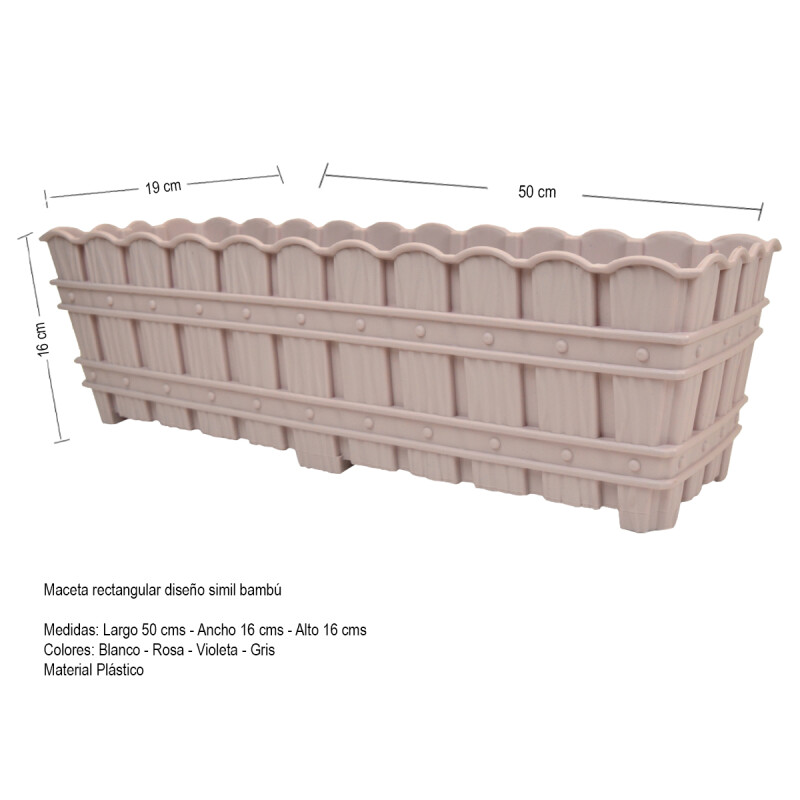 Maceta de balcón 50 cm simil bambú ROSA