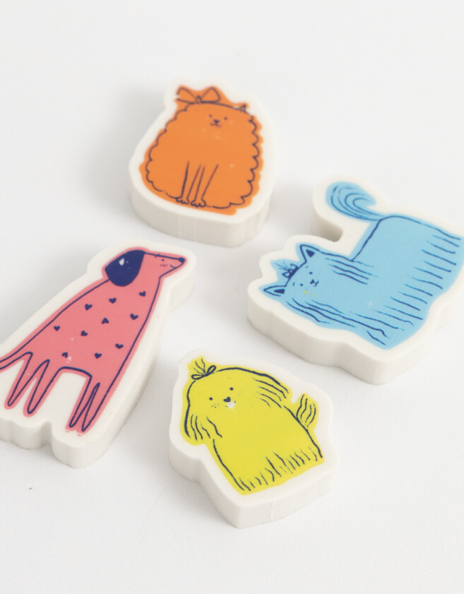 Útiles Varios Perrito Set De Gomas De Borrar - Combinacion Multicolor