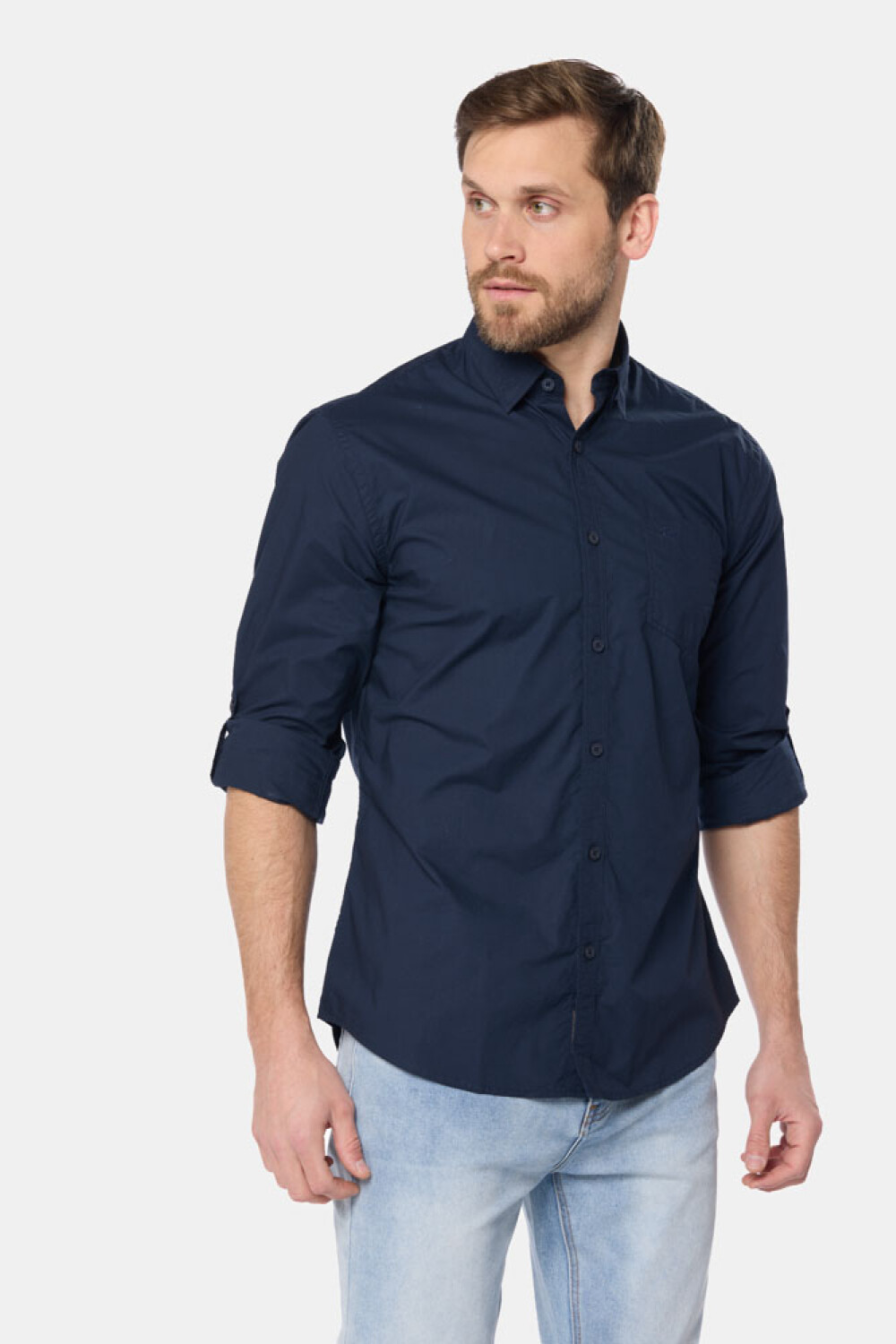 CAMISA LISA DE ALGODÓN Azul