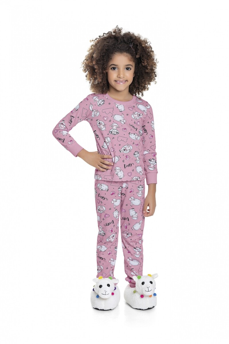 Conj. de pijama para niñas (blusa y pantalón) - ROSA 