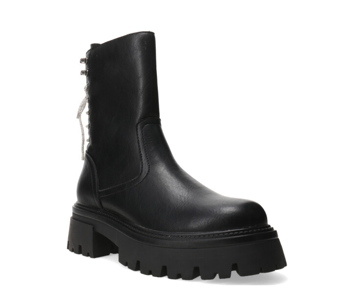 Bota GIULIO con cordones strass Black