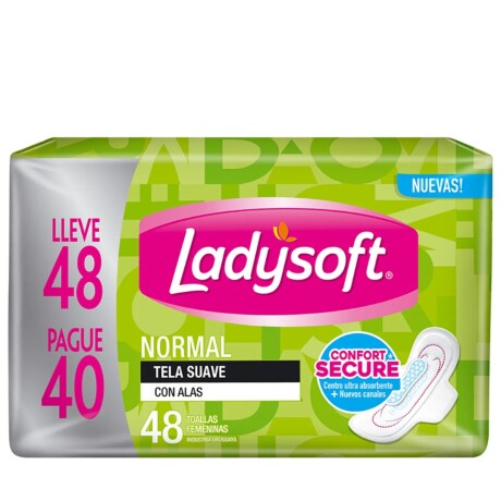 Ladysoft Toallas Femeninas Normal Tela Suave con Alas 48 Unidades | Pack Ahorro de Máxima Suavidad Ladysoft Toallas Femeninas Normal Tela Suave con Alas 48 Unidades | Pack Ahorro de Máxima Suavidad