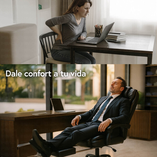 Silla Oficina Sillon Escritorio Ejecutiva Ergonomica Cuero con apoyapies IMBACK Color Negro Silla Oficina Sillon Escritorio Ejecutiva Ergonomica Cuero con apoyapies IMBACK Color Negro