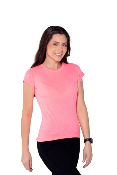 Camiseta jaspe a la base dama Rosa neón