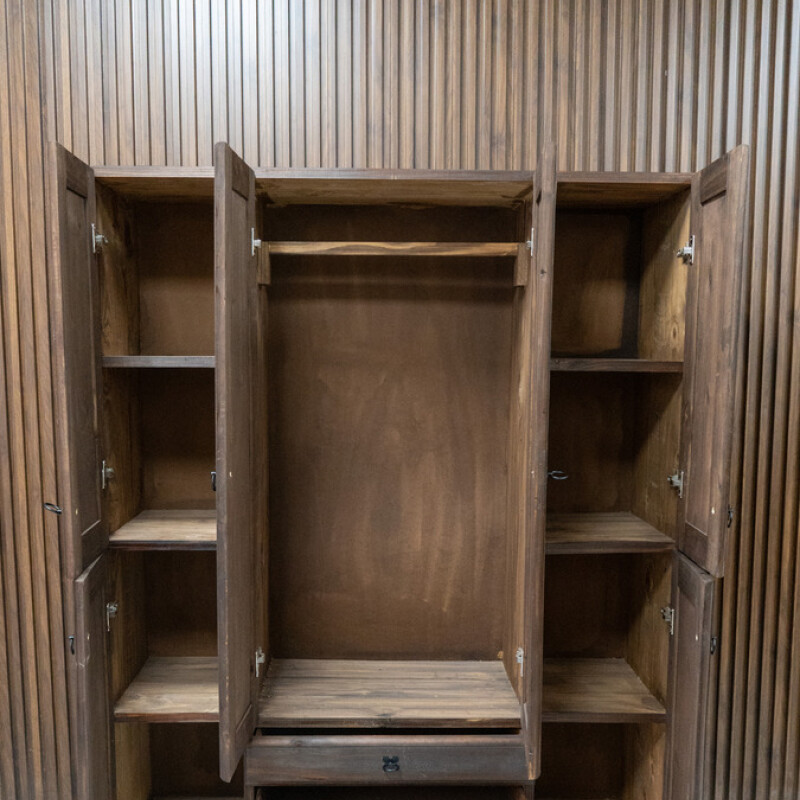 Ropero Madera Pino Macizo 6 Puertas Placard - Nogal Ropero Madera Pino Macizo 6 Puertas Placard - Nogal