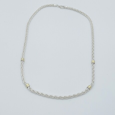 Gargantilla espiga de plata 925 y double en oro 18 ktes, 50 cm.. Gargantilla espiga de plata 925 y double en oro 18 ktes, 50 cm..