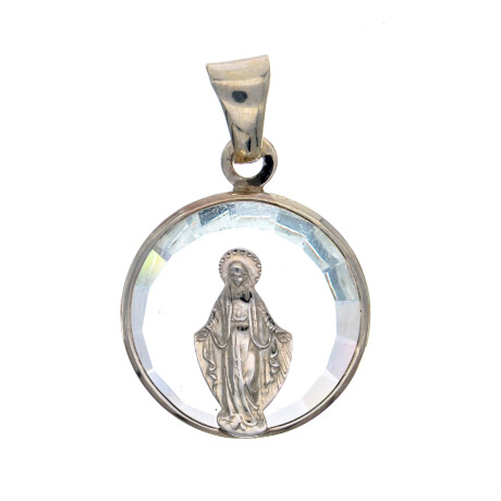 Medalla de plata 925 y cristal, VIRGEN MILAGROSA. Medalla de plata 925 y cristal, VIRGEN MILAGROSA.