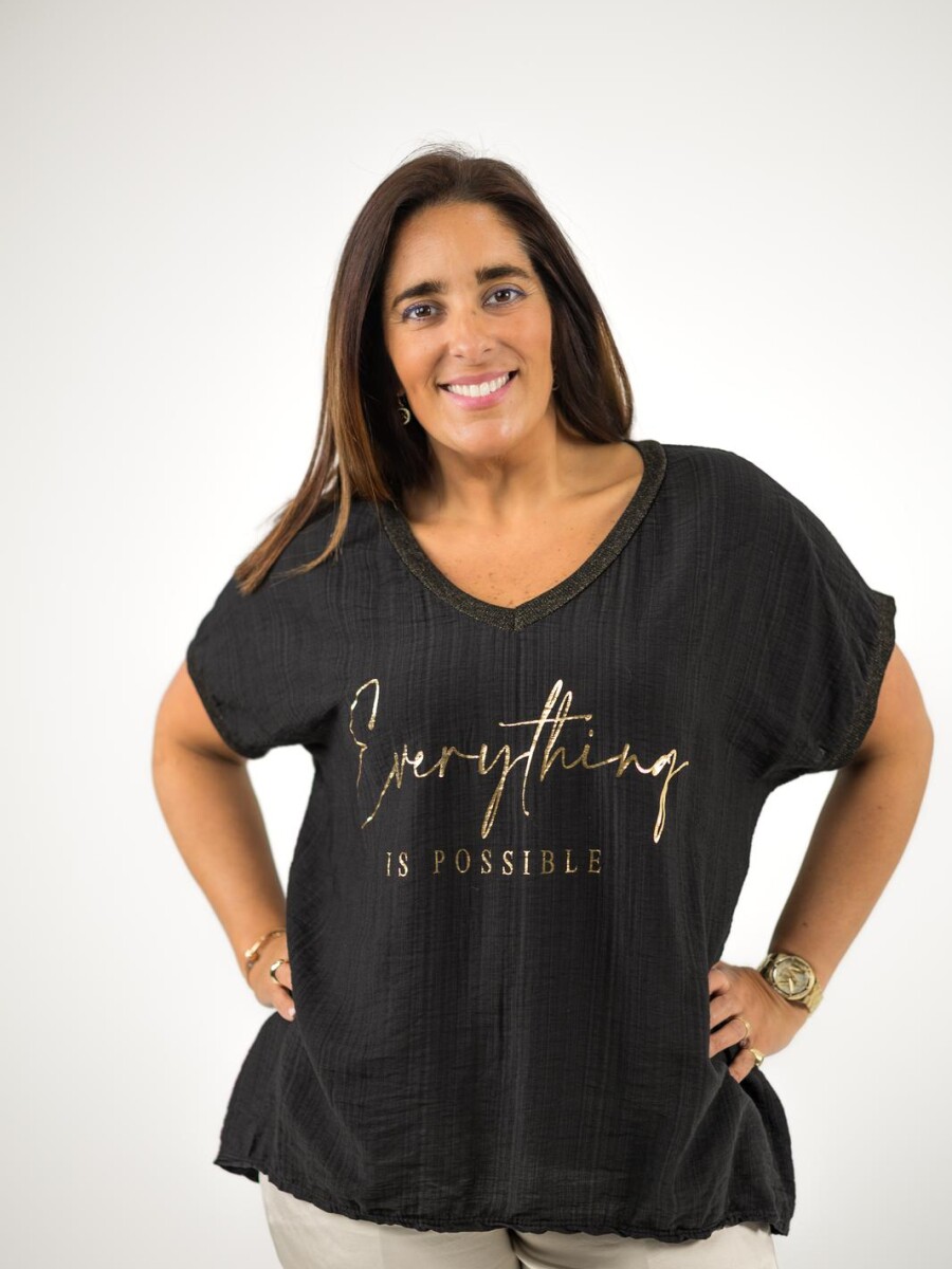 Blusa viscosa con lurex dorado negro