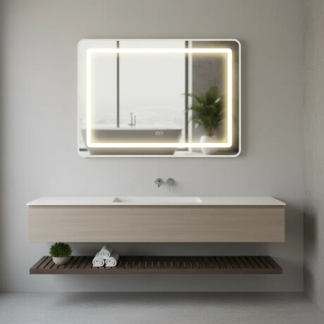 Espejo Horizontal Lumax Suleban c/marco y luz 90x70cm Blanco