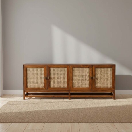 APARADOR MADERA NATURAL-BEIGE CANE