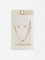 Set De Collar Con Pendientes Perla - Acero Inoxidable dorado