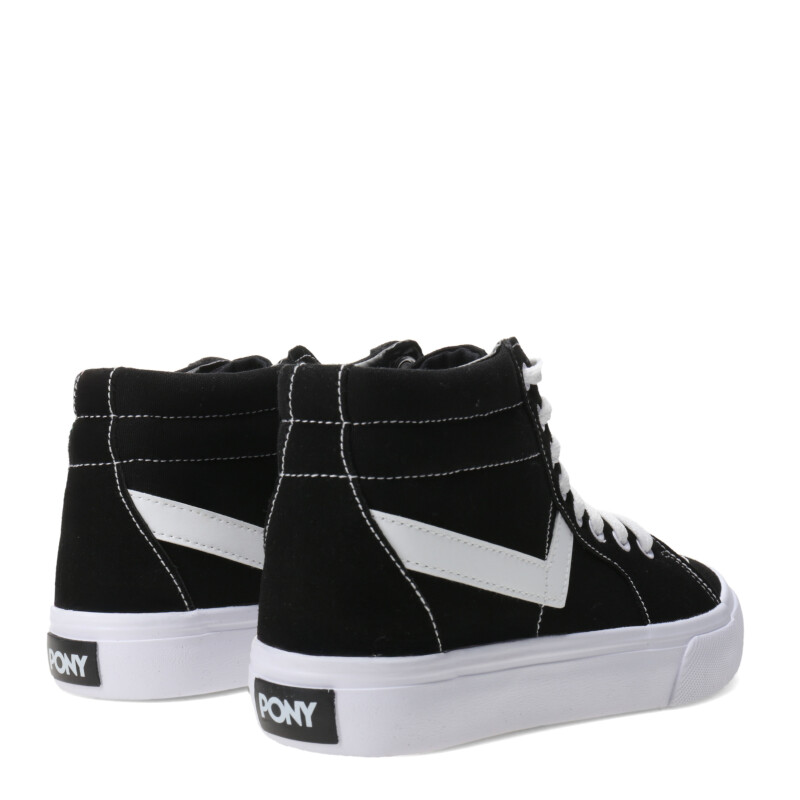 Bota de Mujer PONY Casual Lona Unisex Negro - Blanco