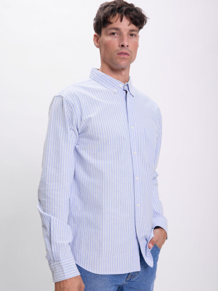 Camisa oxford rayas Blanco