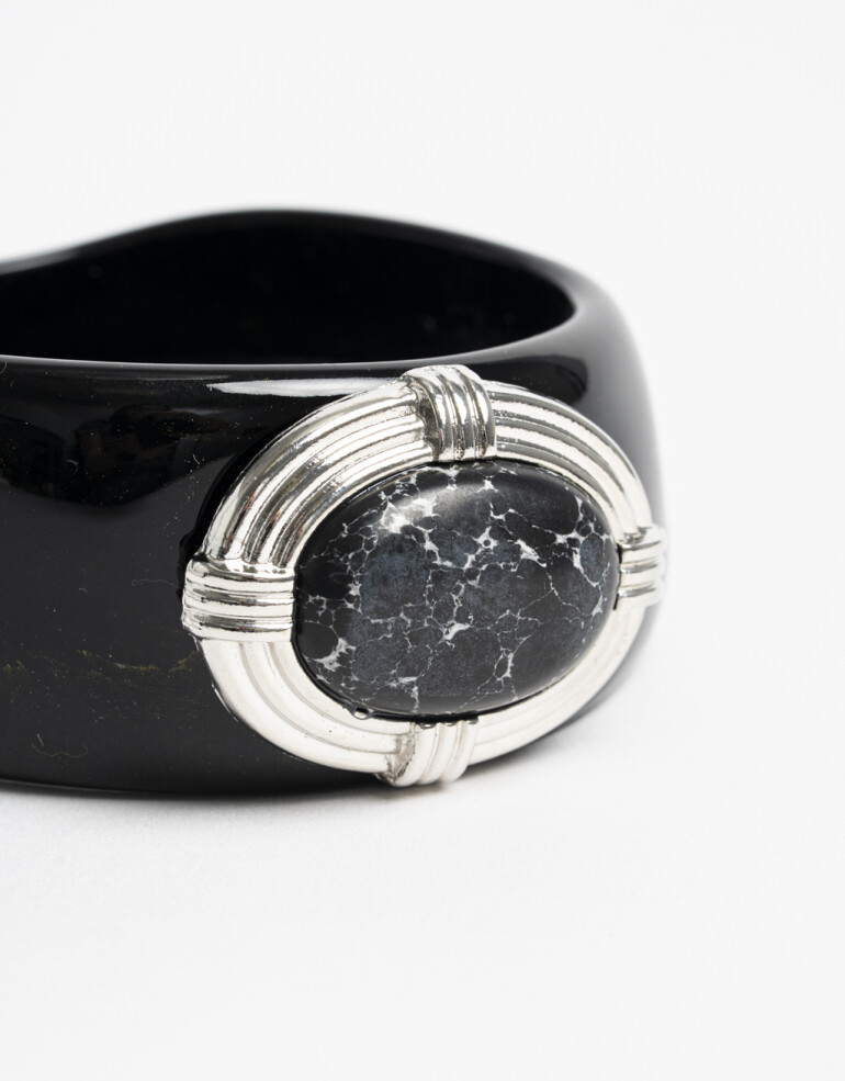 Brazaletes Piedra Brazalete Piedra Vintage - Plateado Rodio