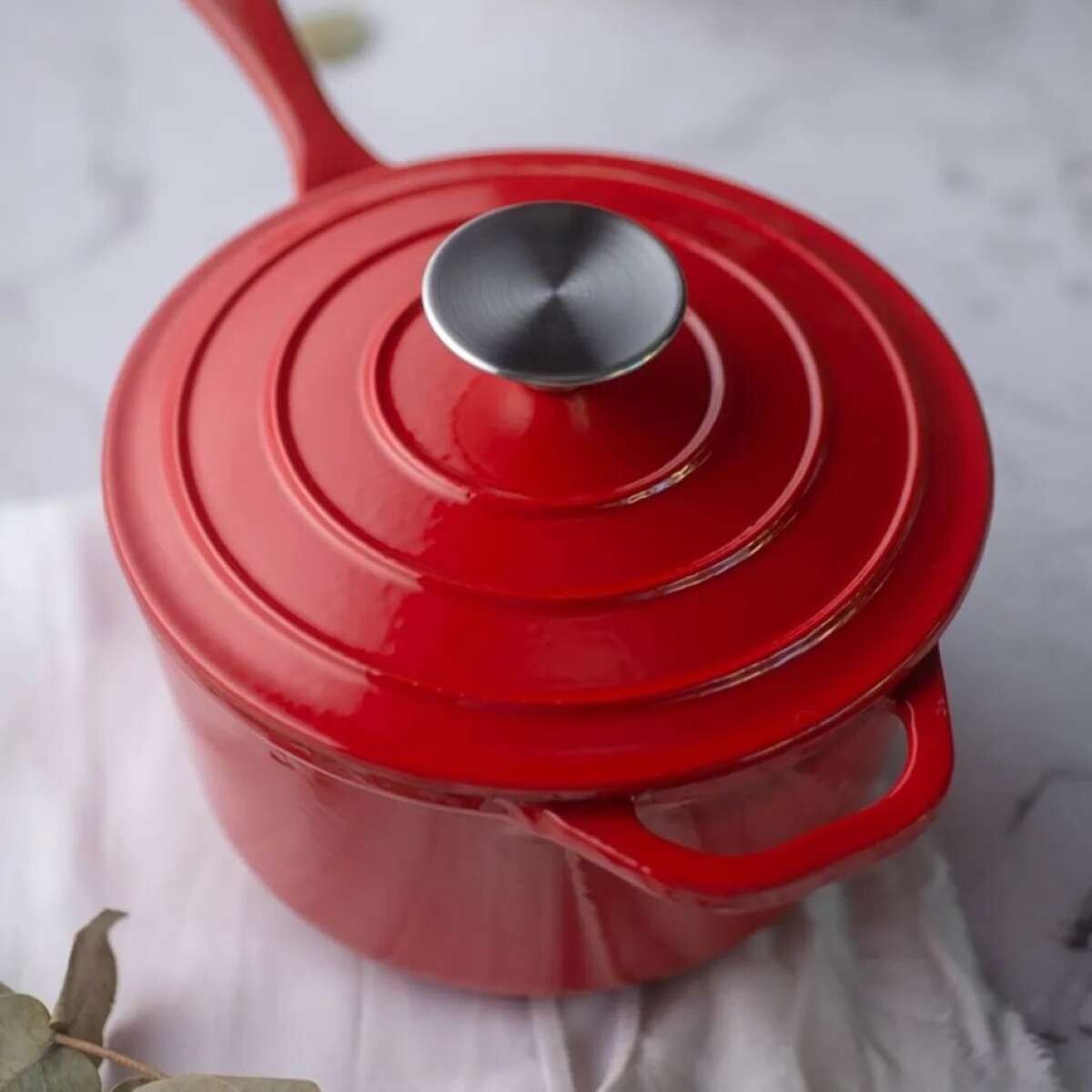 Cacerola Esmaltada 18CM Con Mango Haoke Volf - Roja 