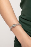 PULSERA DE BOLAS DOBLE DE ALEACIÓN DE METALES BAÑADA EN PLATA CON DETALLE DE OJO Y CRISTAL EN VERDE Pulsera