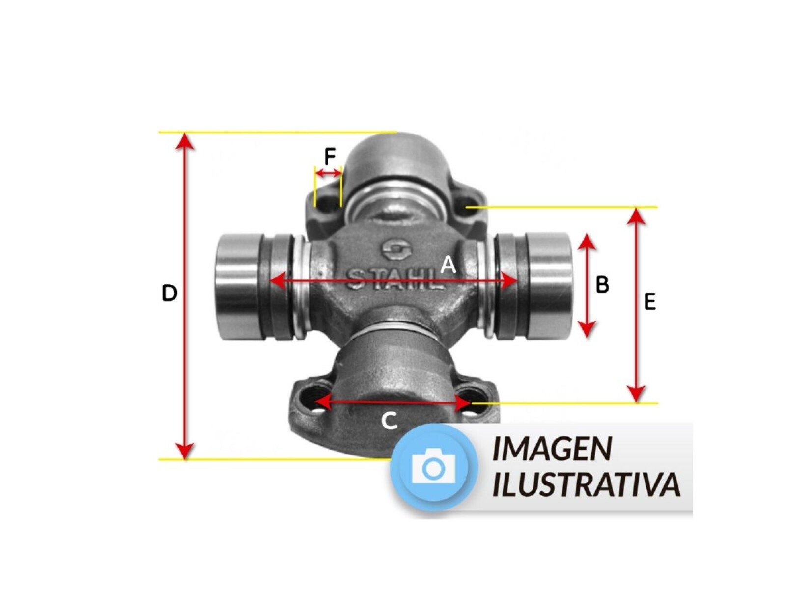 CRUCETA A:54.7mm B:25.4mm C:33.3mm D:79.2mm E:59.6mm F:5/16 