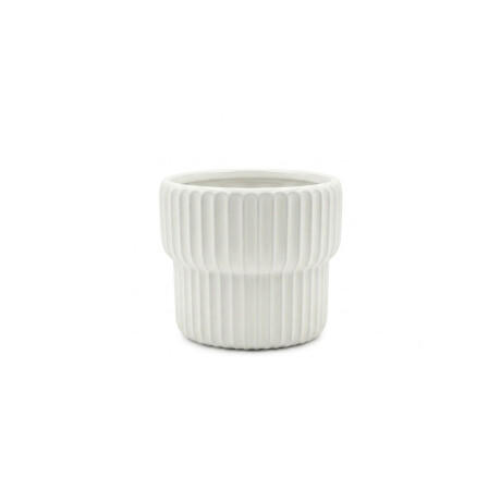 Maceta de cerámica con diseño acanalado – Colores pastel – Decoración para interiores y jardín Blanco