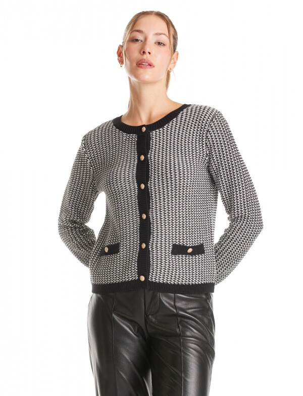 Cardigan Tweed NEGRO/BLANCO