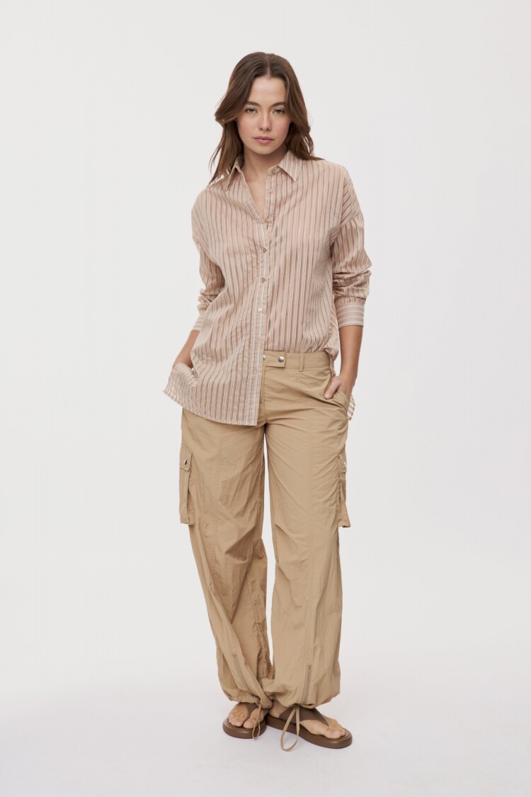 CAMISA JAZMINA STRIPES Beige