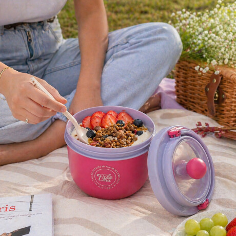 Vianda con cuchara plegable Fucsia