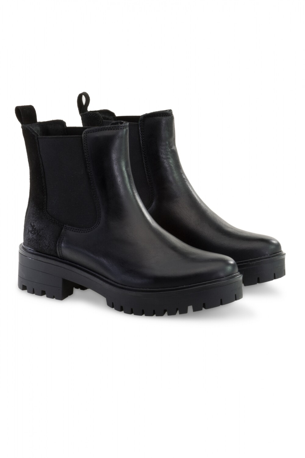 BOTA DE CUERO SIN CORDONES Negro
