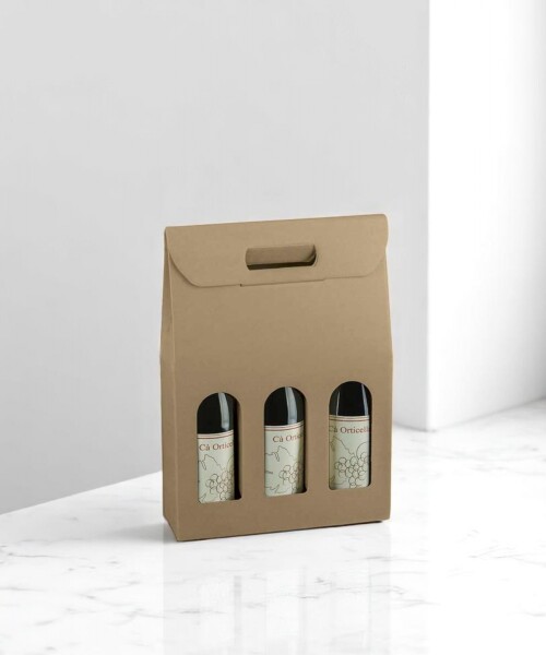 Caja c/ventana 3 botellas 27x9x38,5 - 35870 - KRAFT MARRON Caja c/ventana 3 botellas 27x9x38,5 - 35870 - KRAFT MARRON
