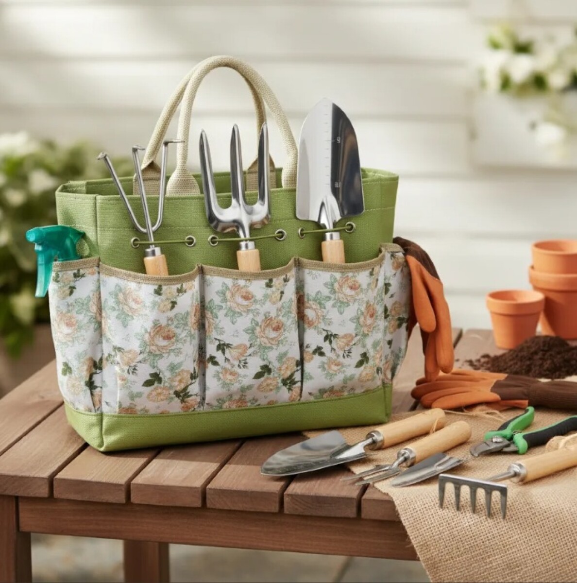 Kit Herramientas De Jardinería Huerta 9 Piezas + Bolso - Multicolor 