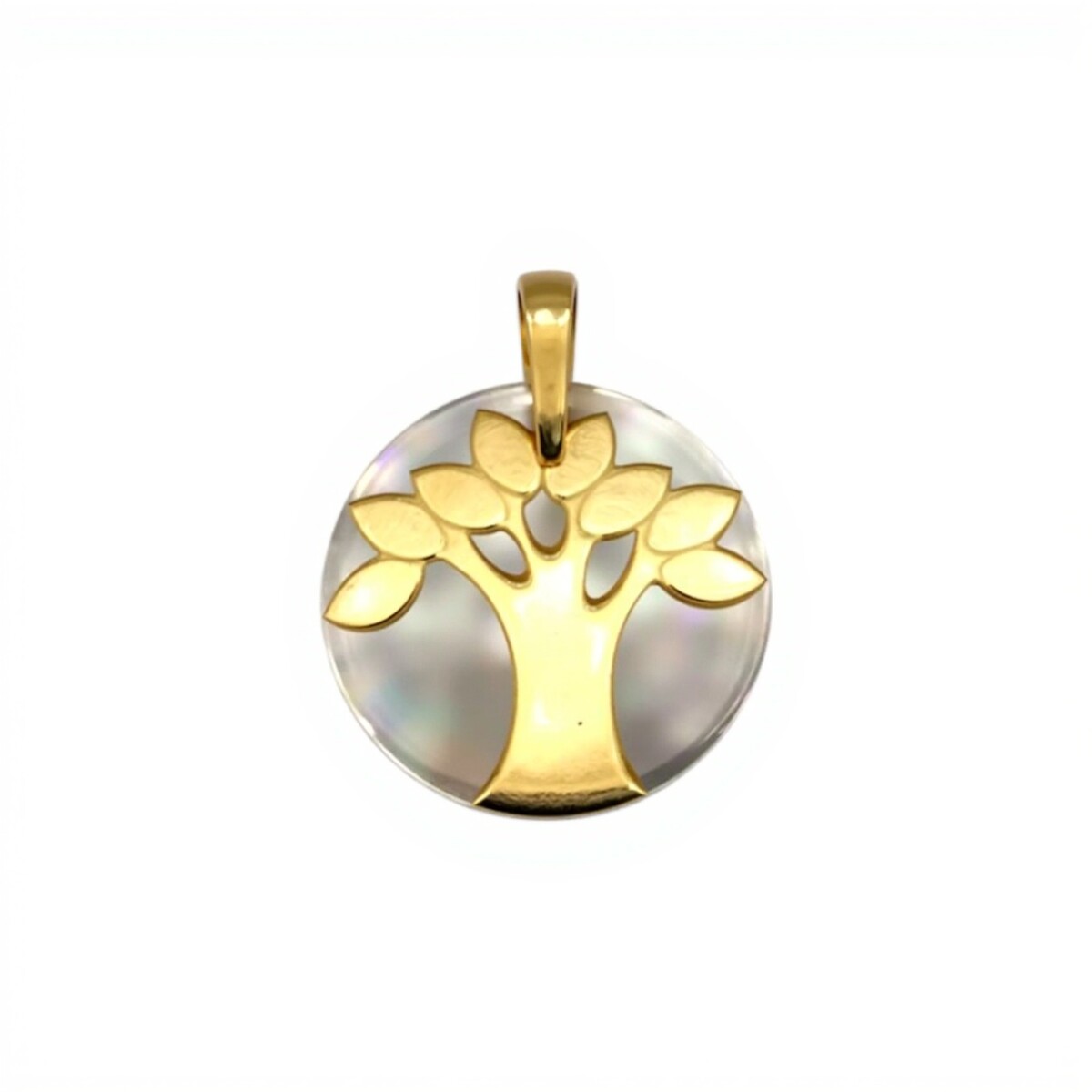 Dije Medalla Arbol de la vida- Oro Bajo - Nacar- CP8799 - conpiedra 