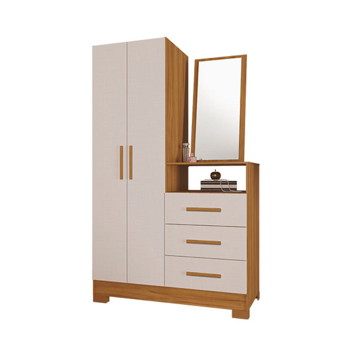 Comoda Multiuso 2 Puertas 3 Cajones Con Espejo NT5165 Notavel Freijo Trend|Off White 