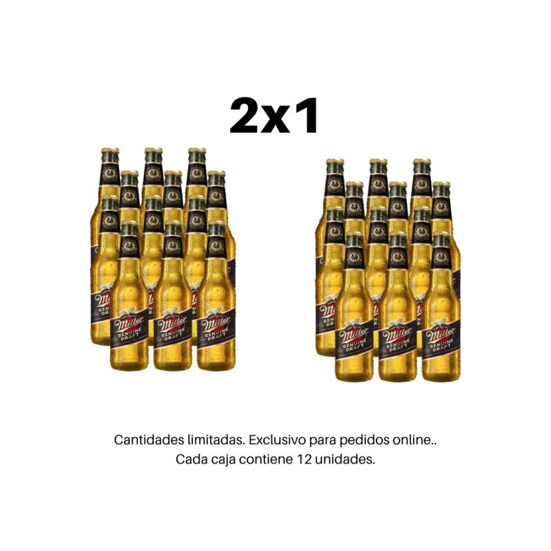 2x1 Cajas Miller Genuine Draft 355ml 2x1 Cajas Miller Genuine Draft 355ml