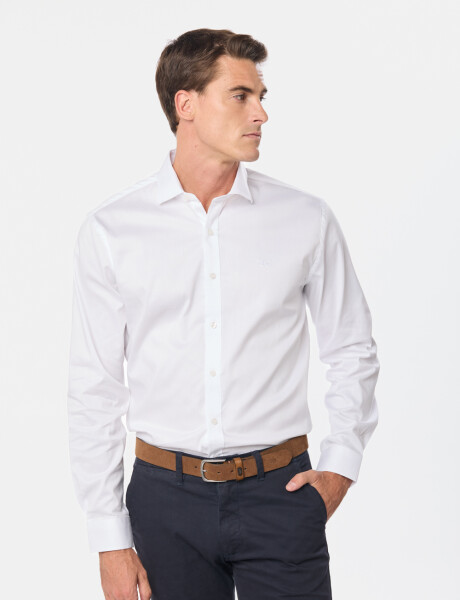 CAMISA DE VESTIR CON SPANDEX Blanco