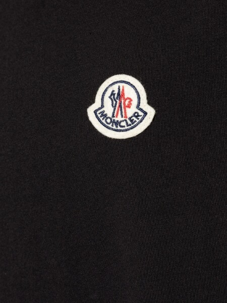 Moncler - Camiseta de Algodón con Parche de logotipo Negro