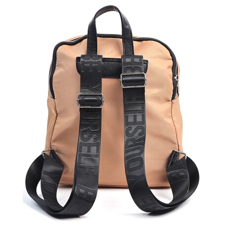 Mochila Canva Casey en Nylon y Cuero PU Beige