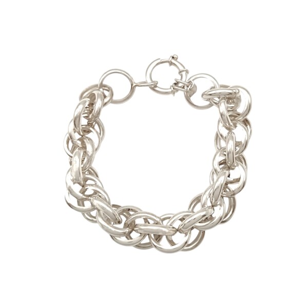Pulsera Garibaldi doble aro- Plata 925 -Sin piedra-PU3701 sinpiedra