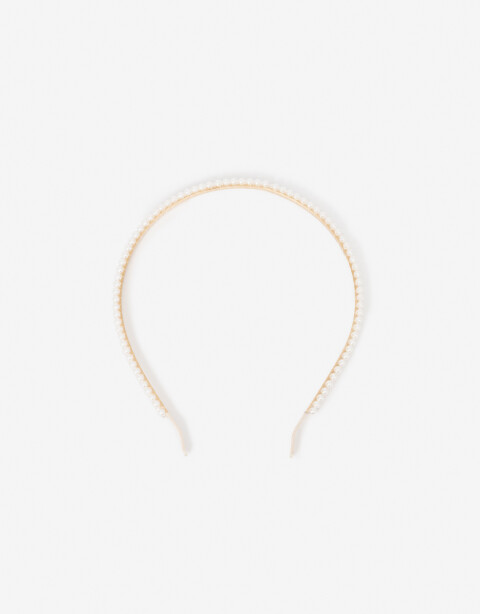 Vinchas Rígidas Perla Vincha Con Perlas - Blanco Nacarado/perlado