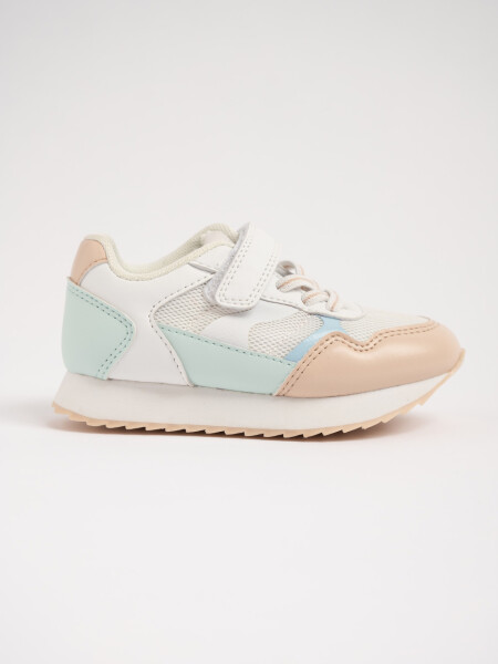 Zapatilla con velcro combinada Blanco